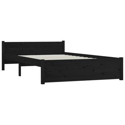 Estrutura de cama casal 135x190 cm madeira maciça preto