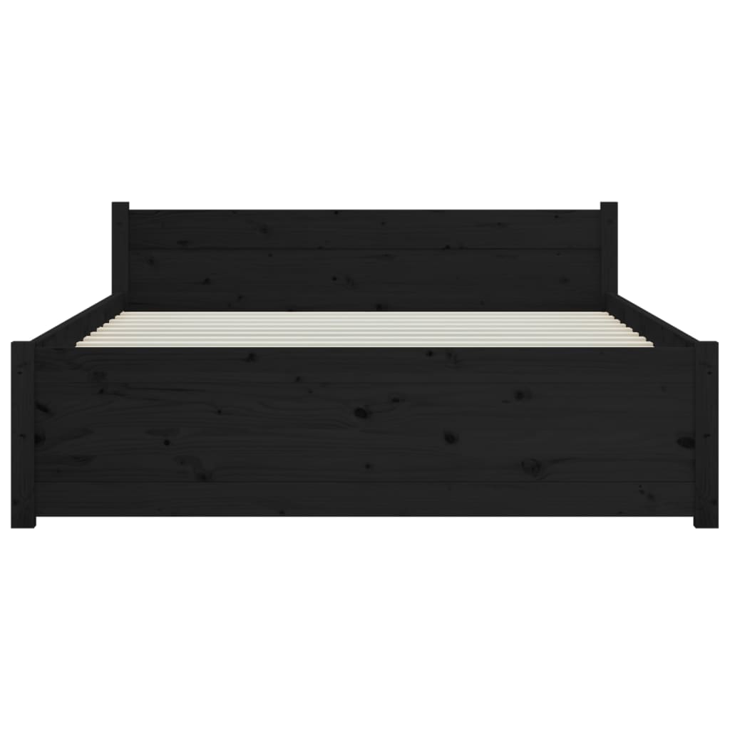 Estrutura de cama casal 135x190 cm madeira maciça preto