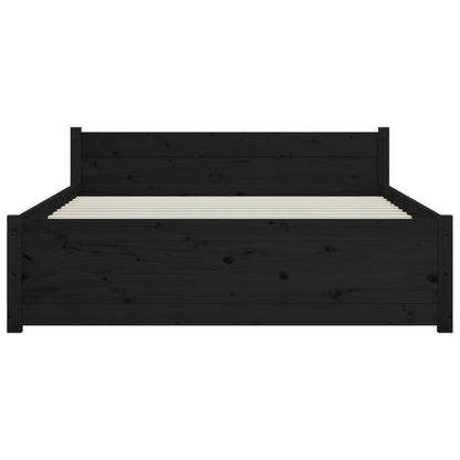 Estrutura de cama casal 135x190 cm madeira maciça preto