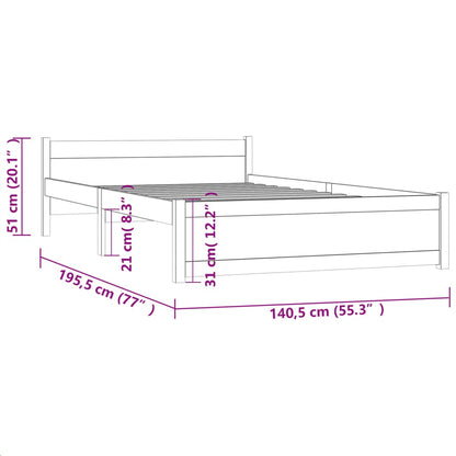 Estrutura de cama casal 135x190 cm madeira maciça preto