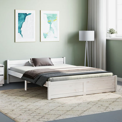 Estrutura de cama 140x190 cm madeira maciça branco