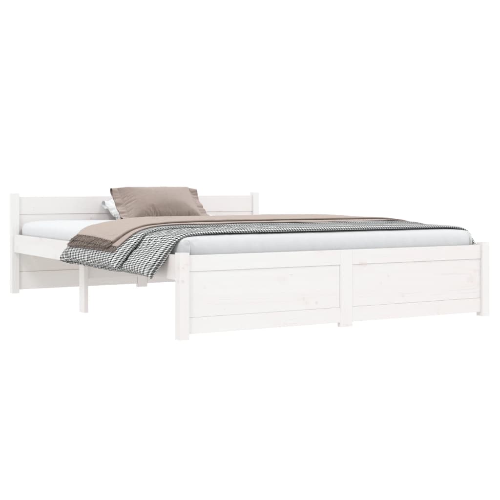 Estrutura de cama 140x190 cm madeira maciça branco