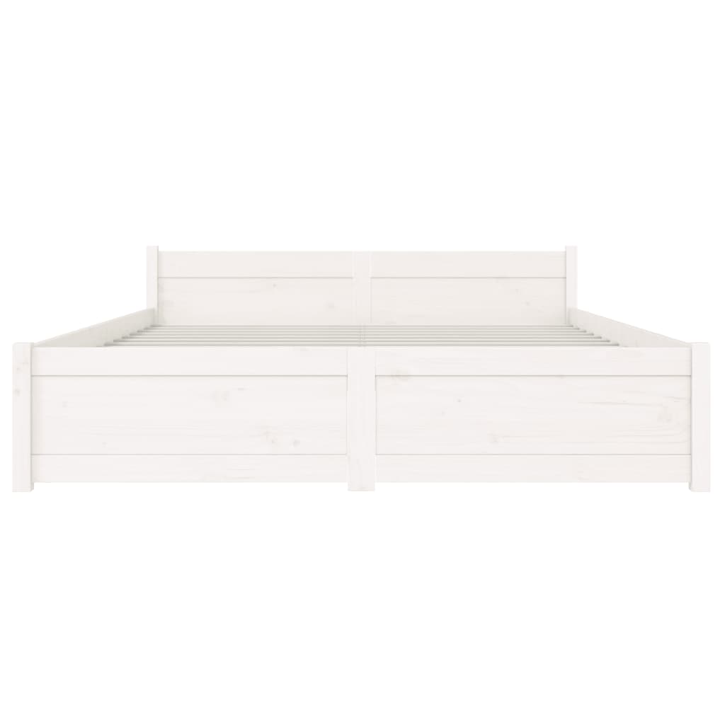 Estrutura de cama 140x190 cm madeira maciça branco