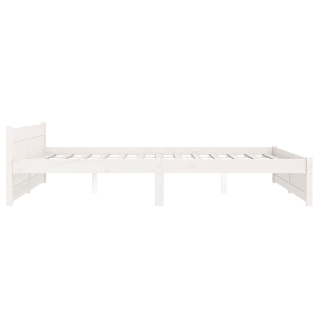 Estrutura de cama 140x190 cm madeira maciça branco