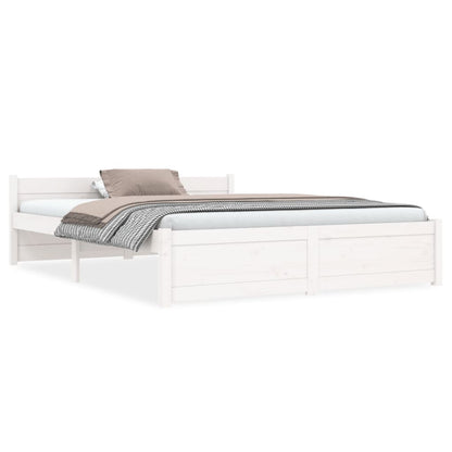 Estrutura de cama 140x190 cm madeira maciça branco