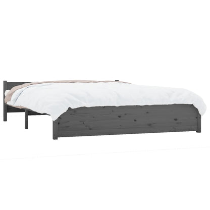 Estrutura de cama 140x190 cm madeira maciça cinzento