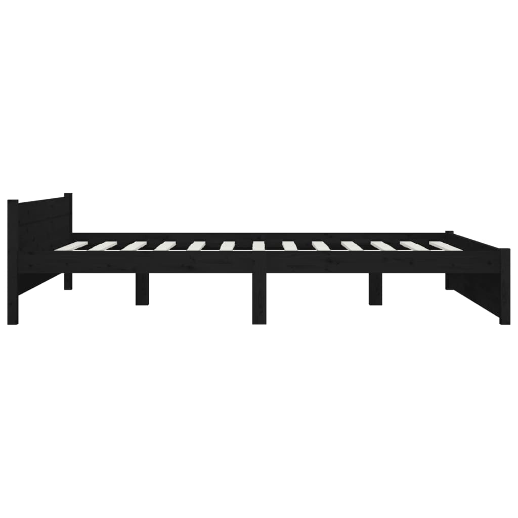 Estrutura de cama 140x190 cm madeira maciça preto