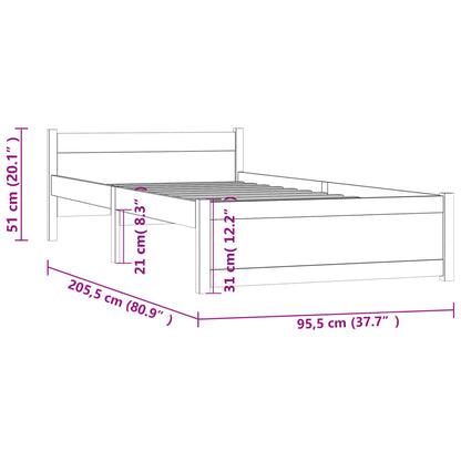 Estrutura de cama 90x200 cm madeira maciça