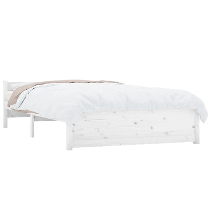 Estrutura de cama 140x200 cm madeira maciça branco