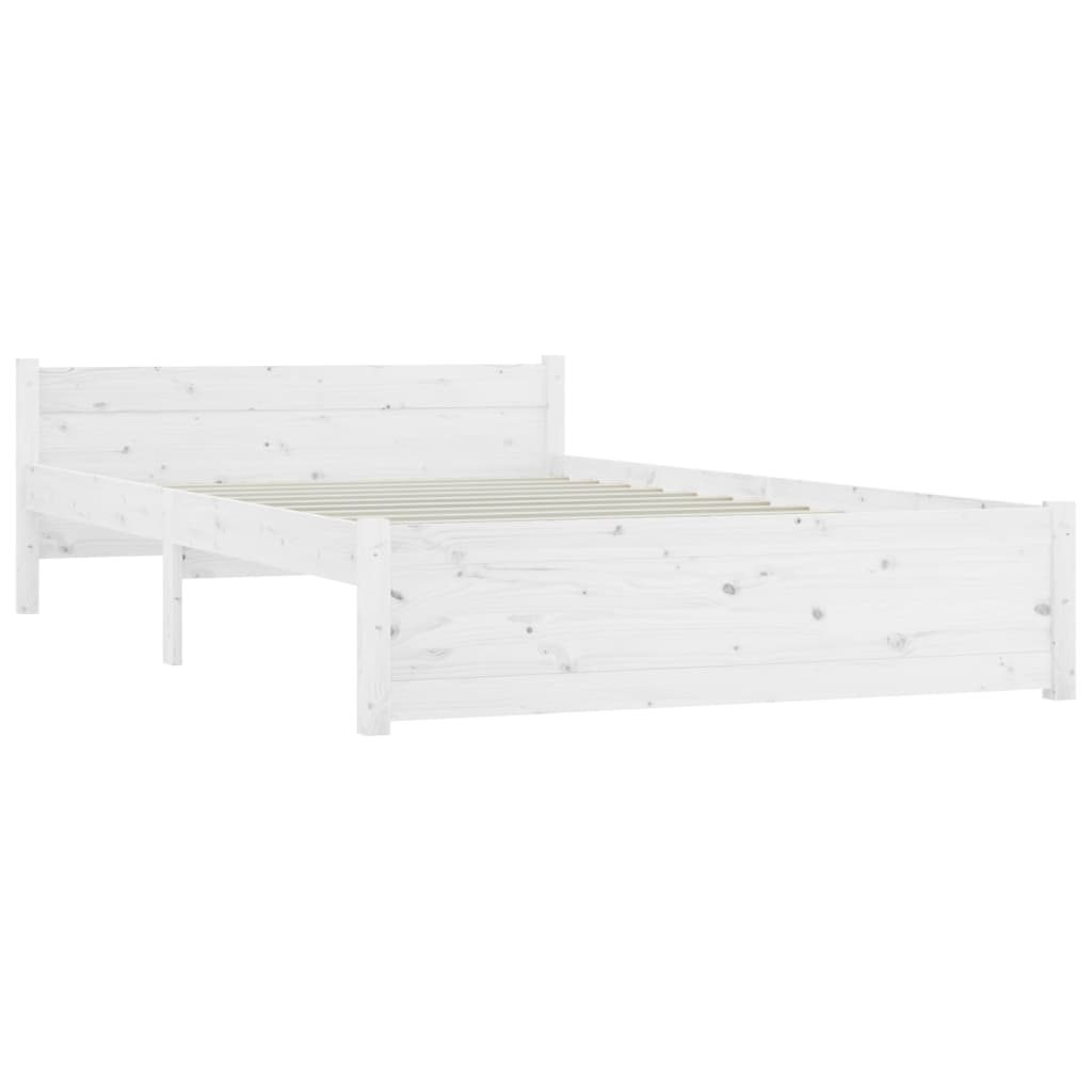 Estrutura de cama 140x200 cm madeira maciça branco