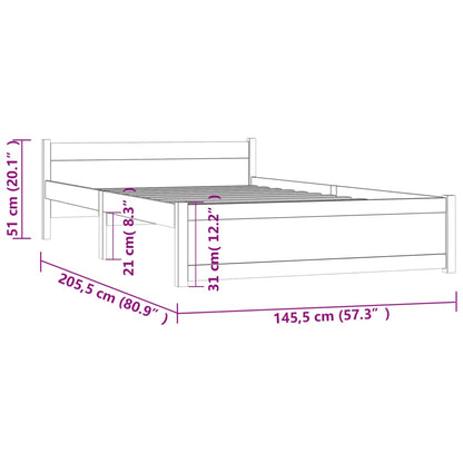 Estrutura de cama 140x200 cm madeira maciça branco