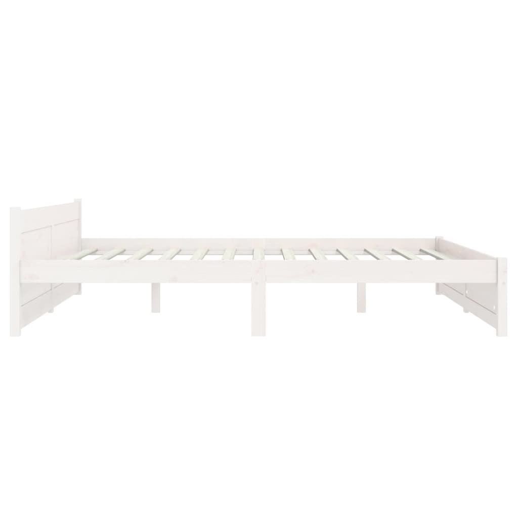 Estrutura de cama king 150x200 cm madeira maciça branco