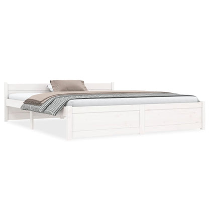 Estrutura de cama king 150x200 cm madeira maciça branco