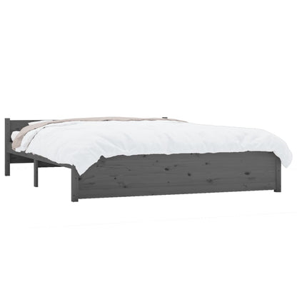 Estrutura de cama king 150x200 cm madeira maciça cinza