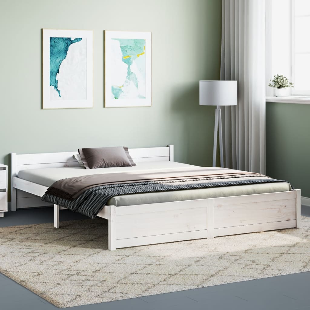 Estrutura de cama 160x200 cm madeira maciça branco