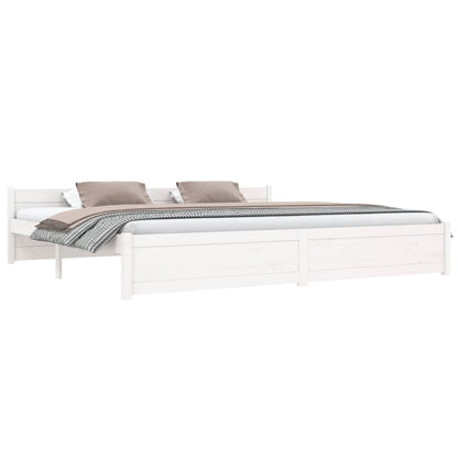 Estrutura de cama 200x200 cm madeira maciça branco