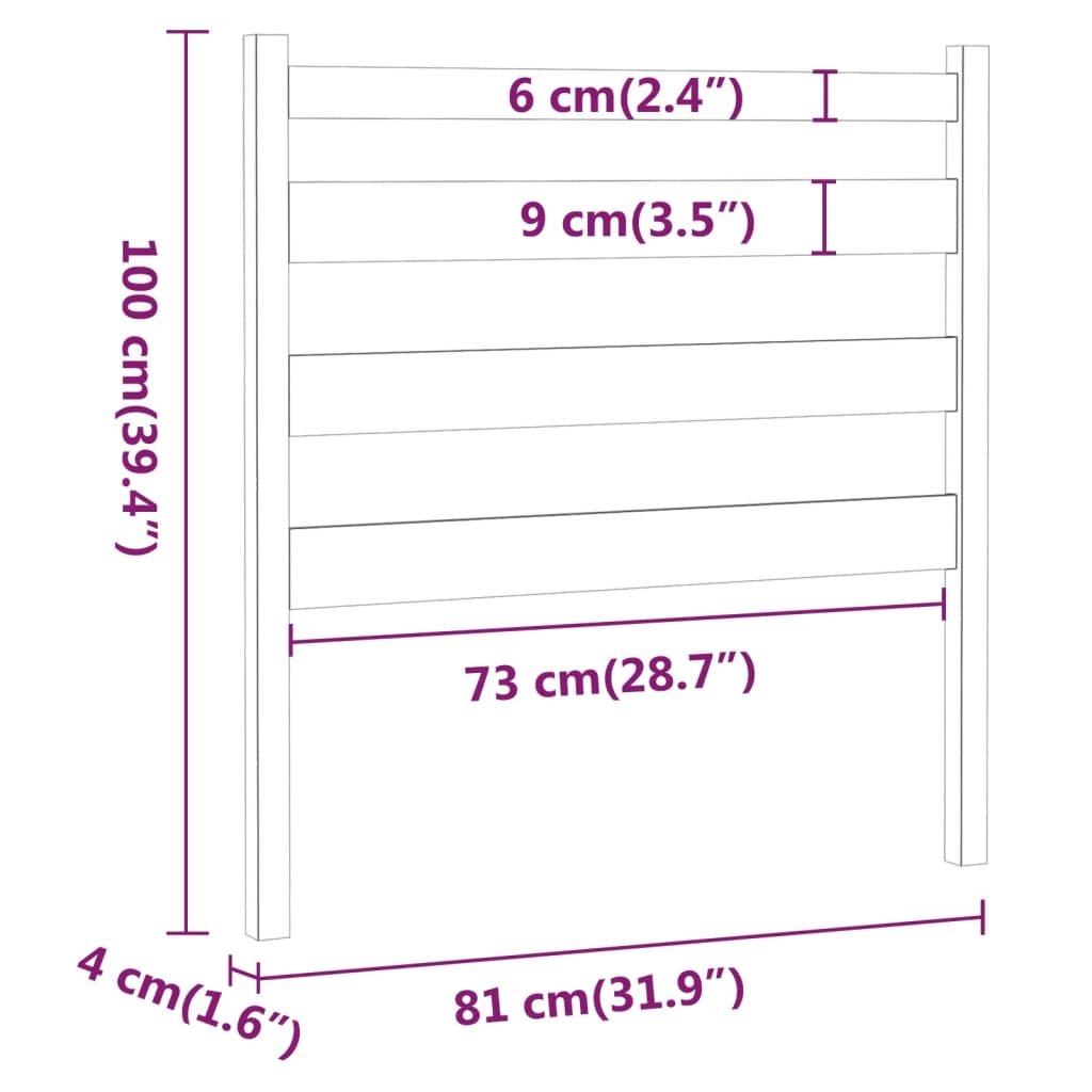 Cabeceira de cama 81x4x100 cm pinho maciço castanho mel