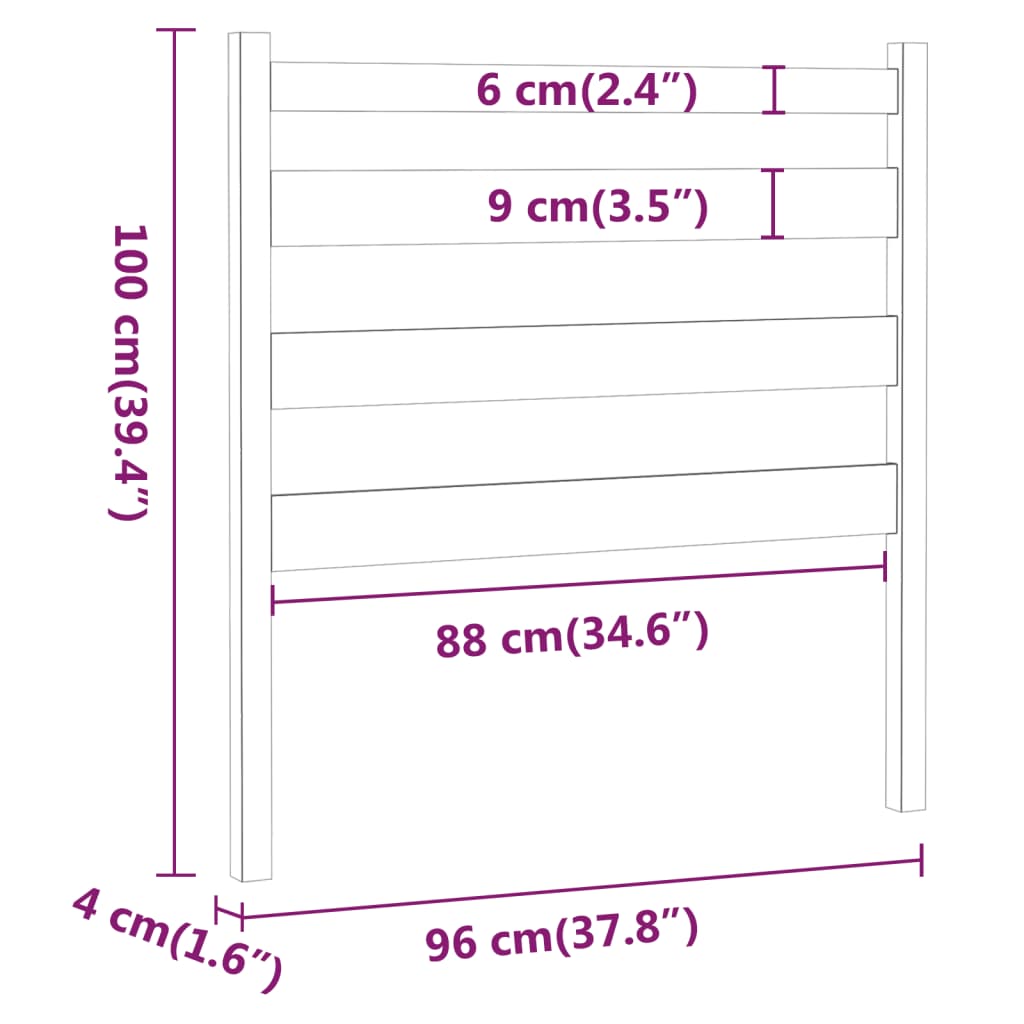 Cabeceira de cama 96x4x100 cm pinho maciço branco