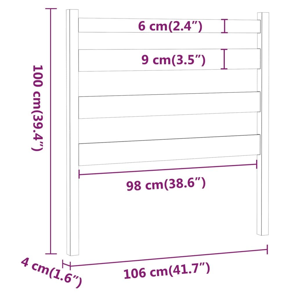 Cabeceira de cama 106x4x100 cm pinho maciço preto