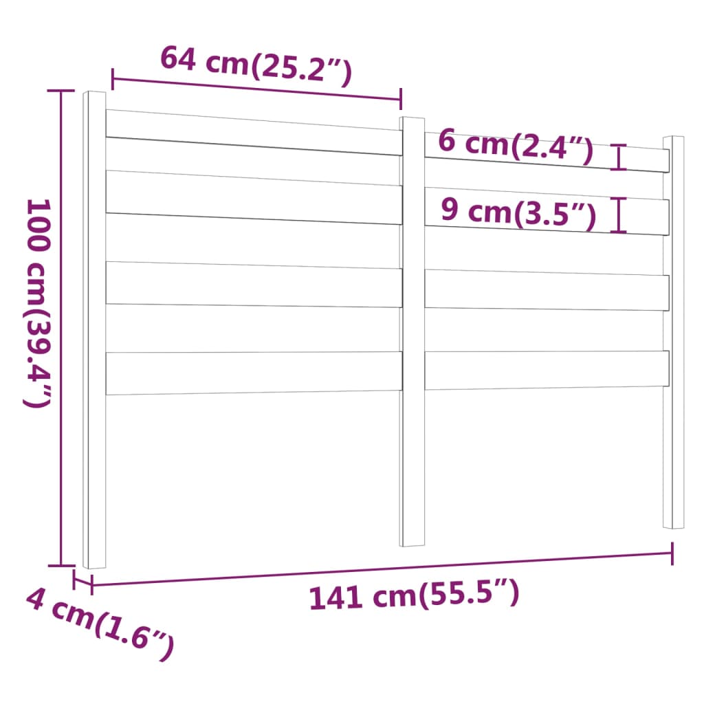 Cabeceira de cama 141x4x100 cm pinho maciço castanho mel