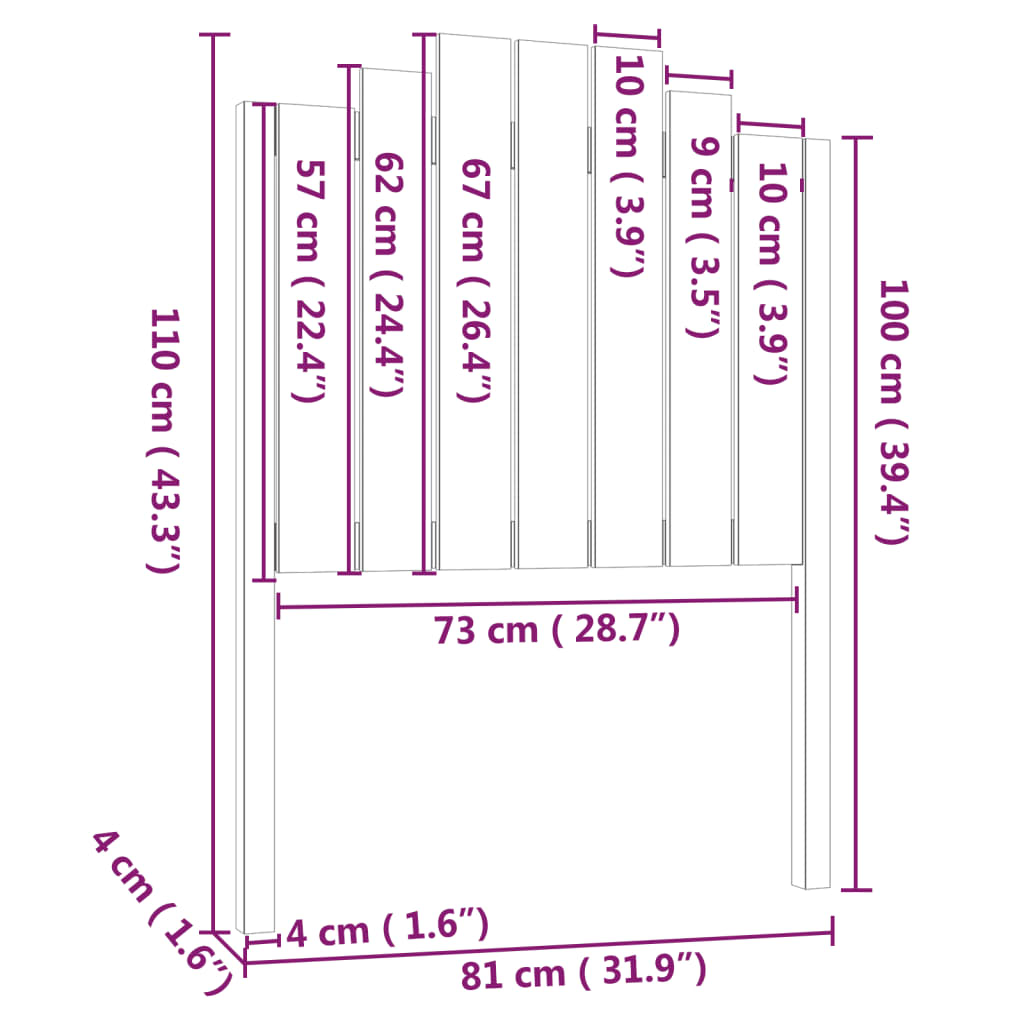 Cabeceira de cama 81x4x104 cm pinho maciço