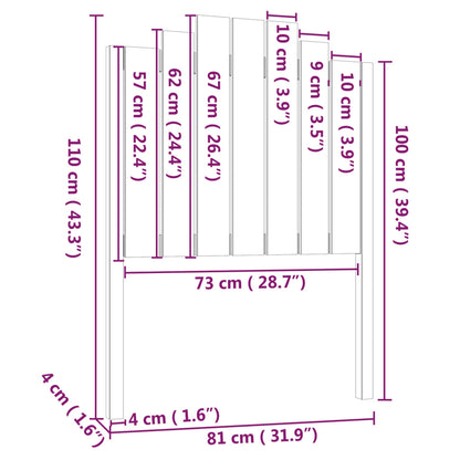 Cabeceira de cama 81x4x110 cm pinho maciço branco