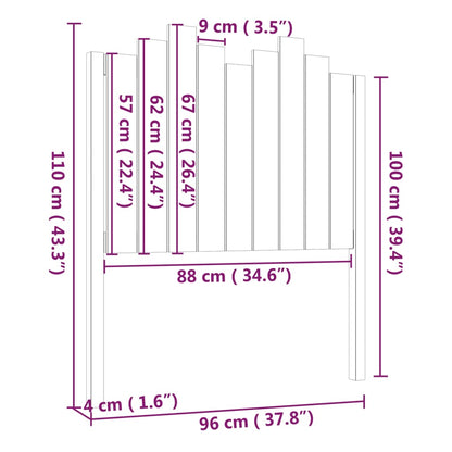 Cabeceira de cama 96x4x110 cm madeira de pinho maciça branco