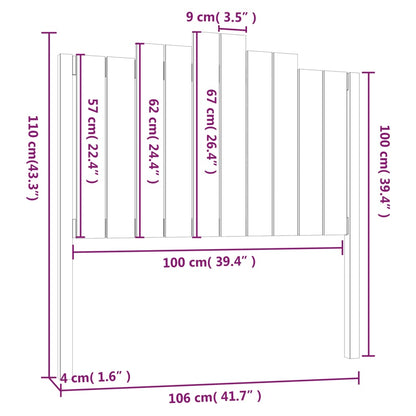 Cabeceira de cama 106x4x110 cm pinho maciço cinzento