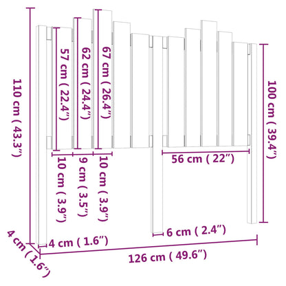 Cabeceira de cama 126x4x110 cm pinho maciço branco