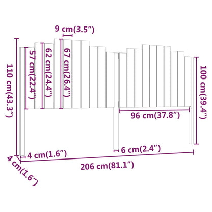 Cabeceira de cama 206x4x110 cm pinho maciço branco