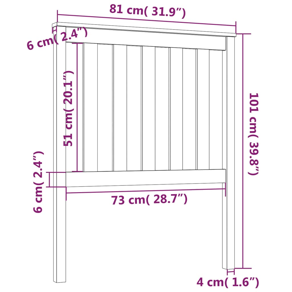 Cabeceira de cama 81x6x101 cm pinho maciço