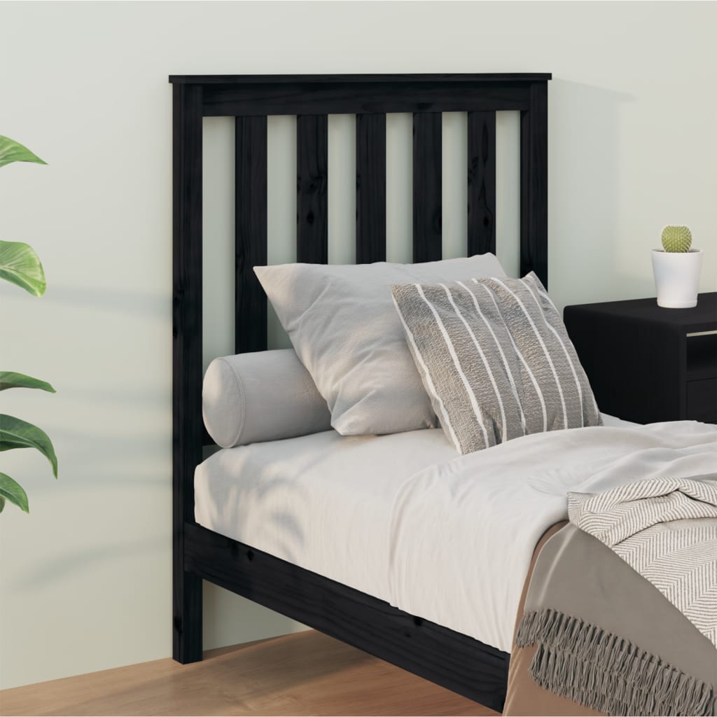 Cabeceira de cama 81x6x101 cm pinho maciço preto