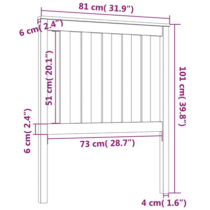 Cabeceira de cama 81x6x101 cm pinho maciço preto