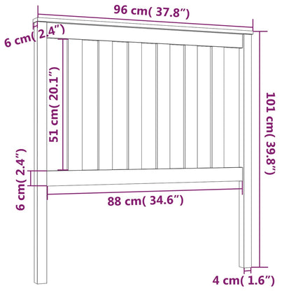 Cabeceira de cama 96x6x101 cm pinho maciço cinzento