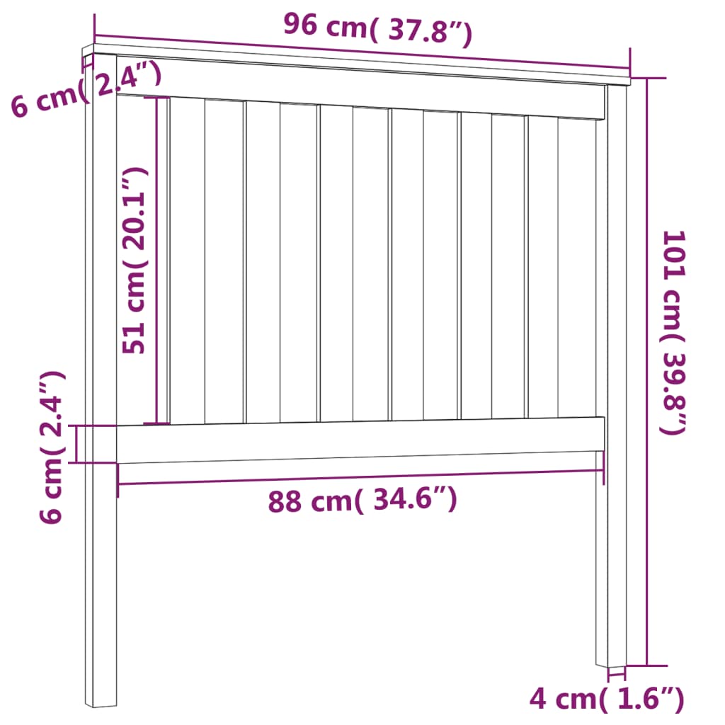 Cabeceira de cama 96x6x101 cm pinho maciço preto