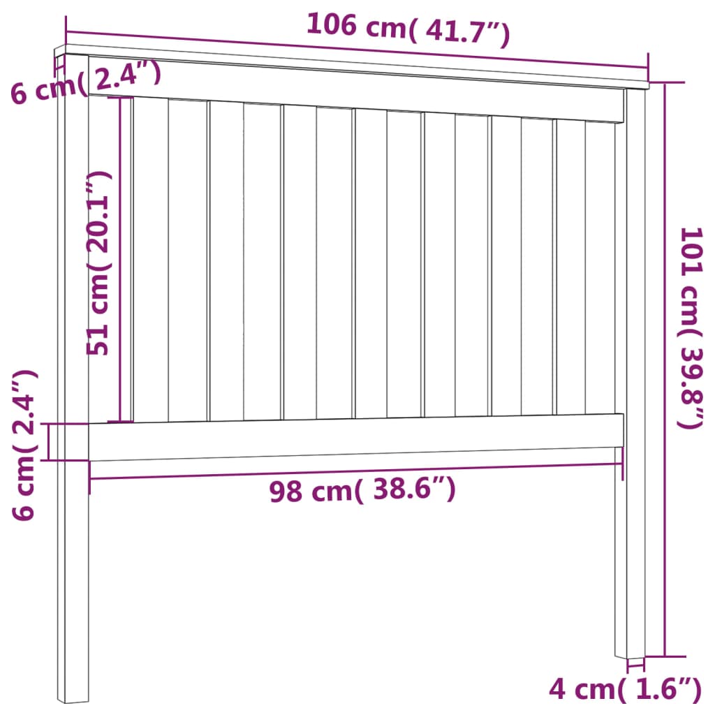 Cabeceira de cama 106x6x101 cm pinho maciço branco