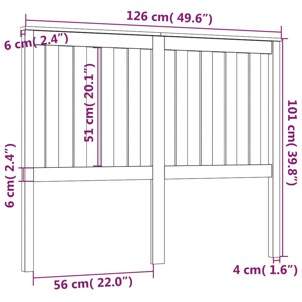 Cabeceira de cama 126x6x101 cm pinho maciço