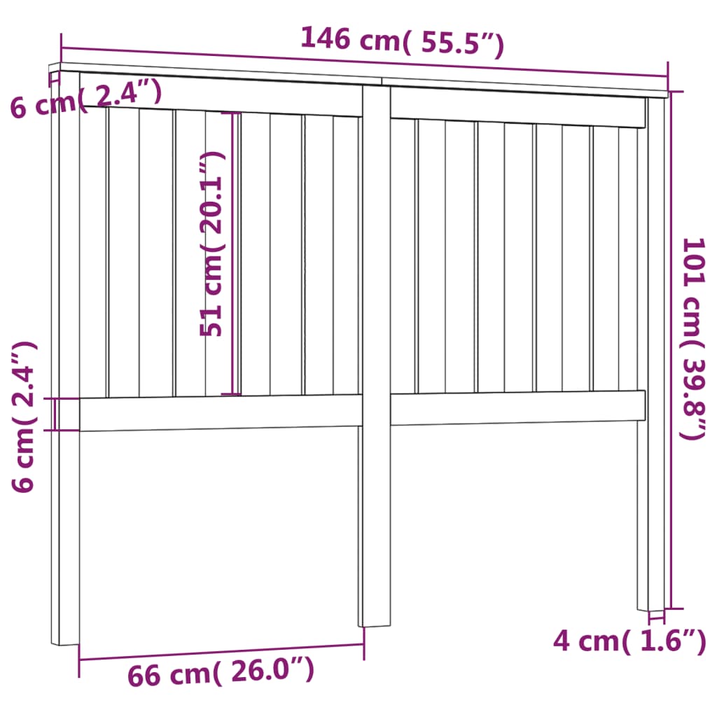 Cabeceira de cama 146x6x101 cm pinho maciço