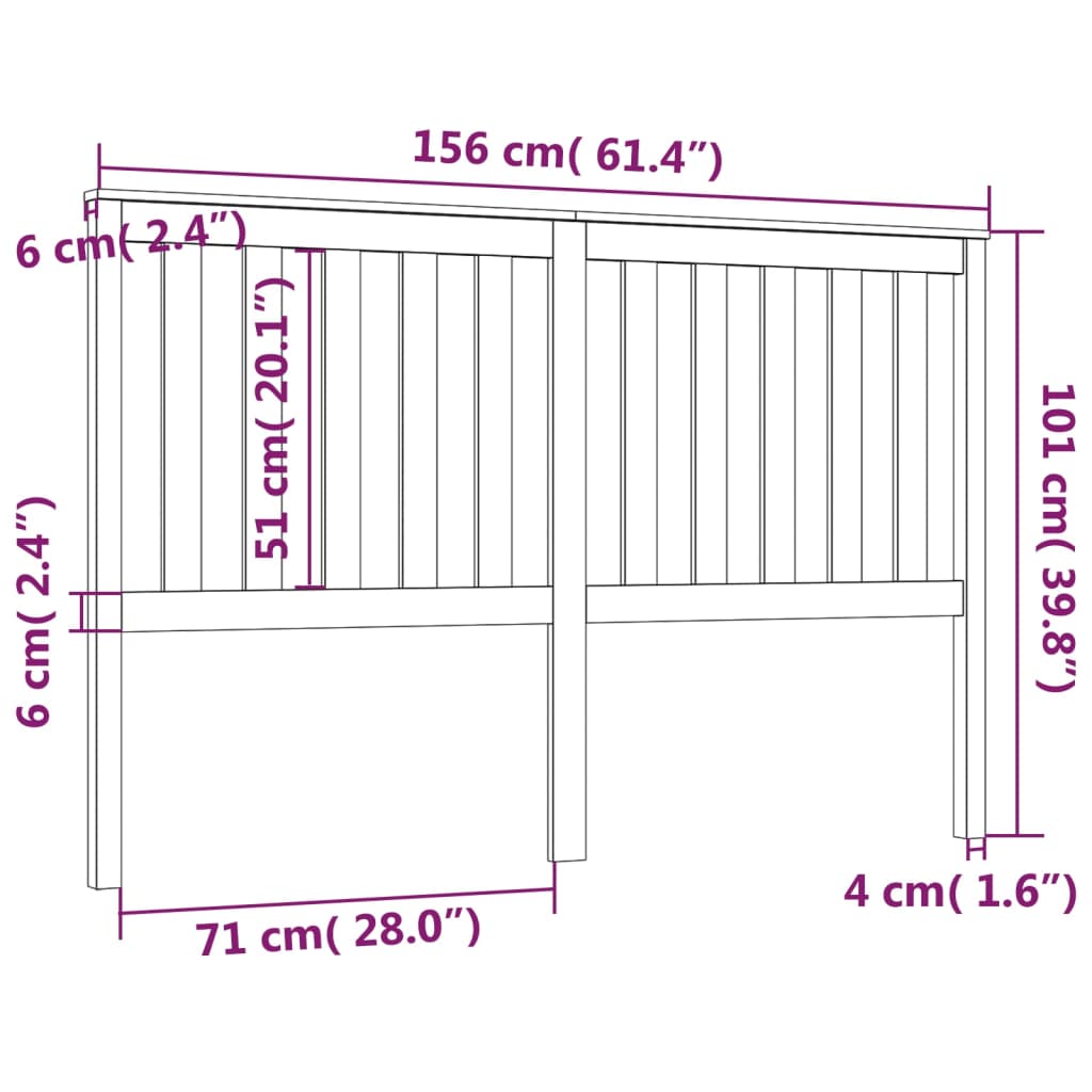 Cabeceira de cama 156x6x101 cm pinho maciço branco