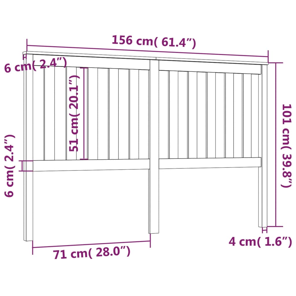 Cabeceira de cama 156x6x101 cm pinho maciço cinzento