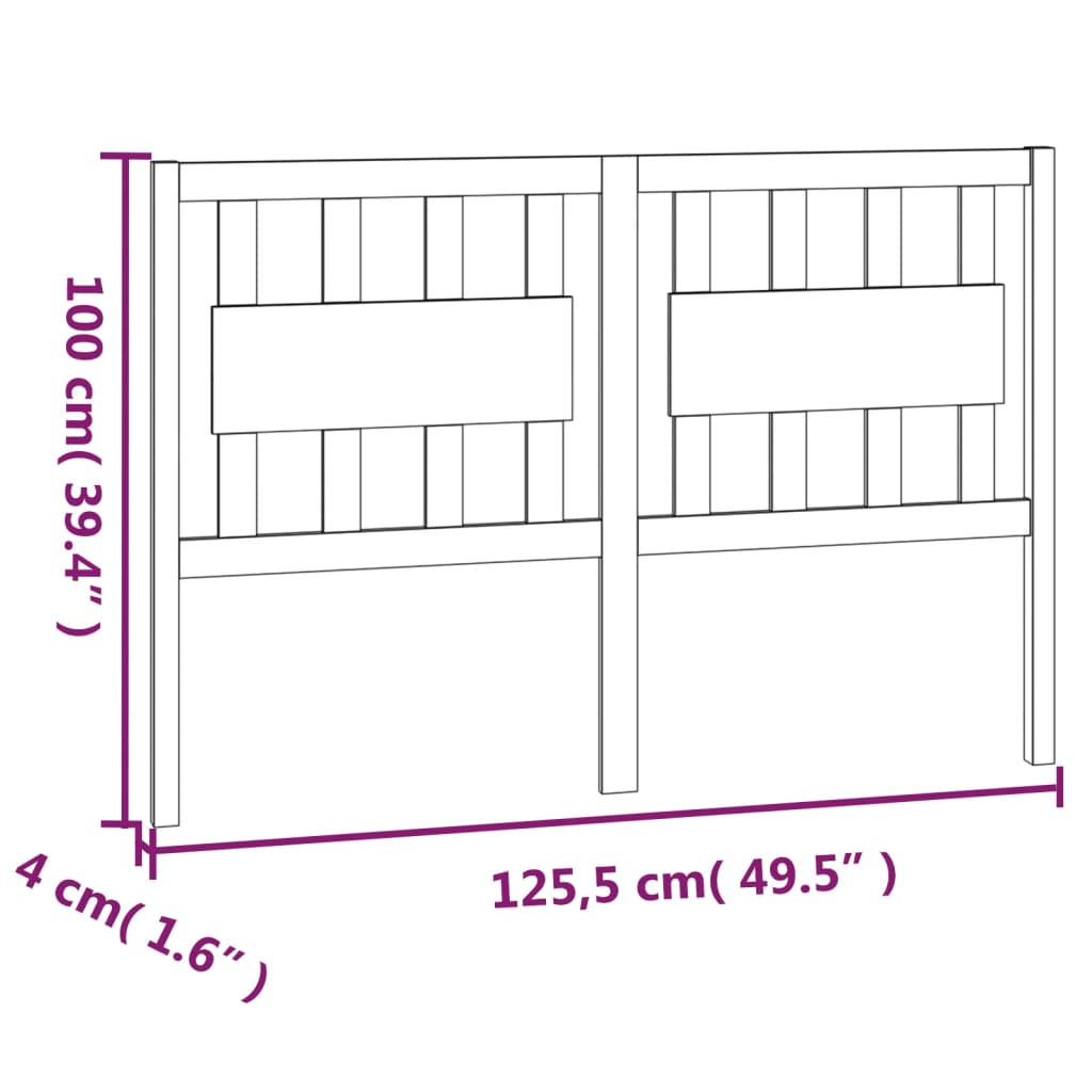 Cabeceira de cama 125,5x4x100 cm pinho maciço cinzento