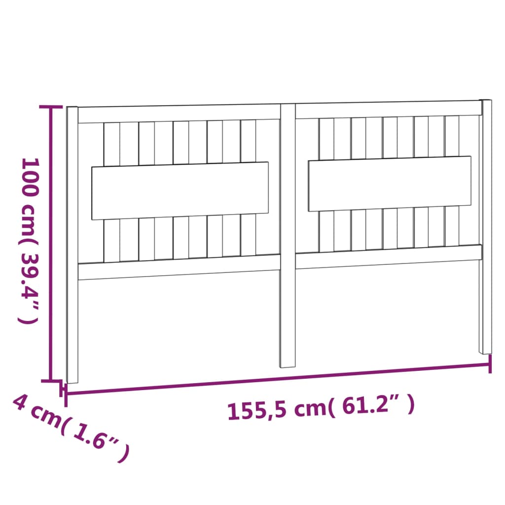 Cabeceira de cama 155,5x4x100 cm pinho maciço cinzento