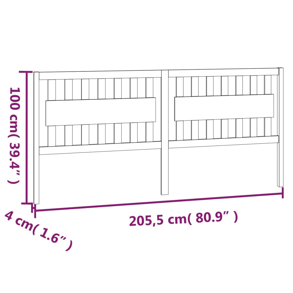 Cabeceira de cama 125,5x4x100 cm pinho maciço cinzento