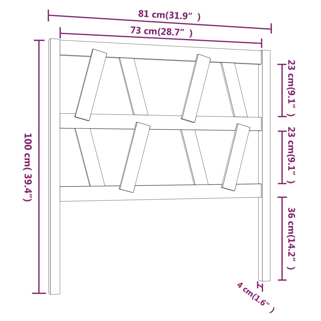 Cabeceira de cama 81x4x100 cm pinho maciço branco