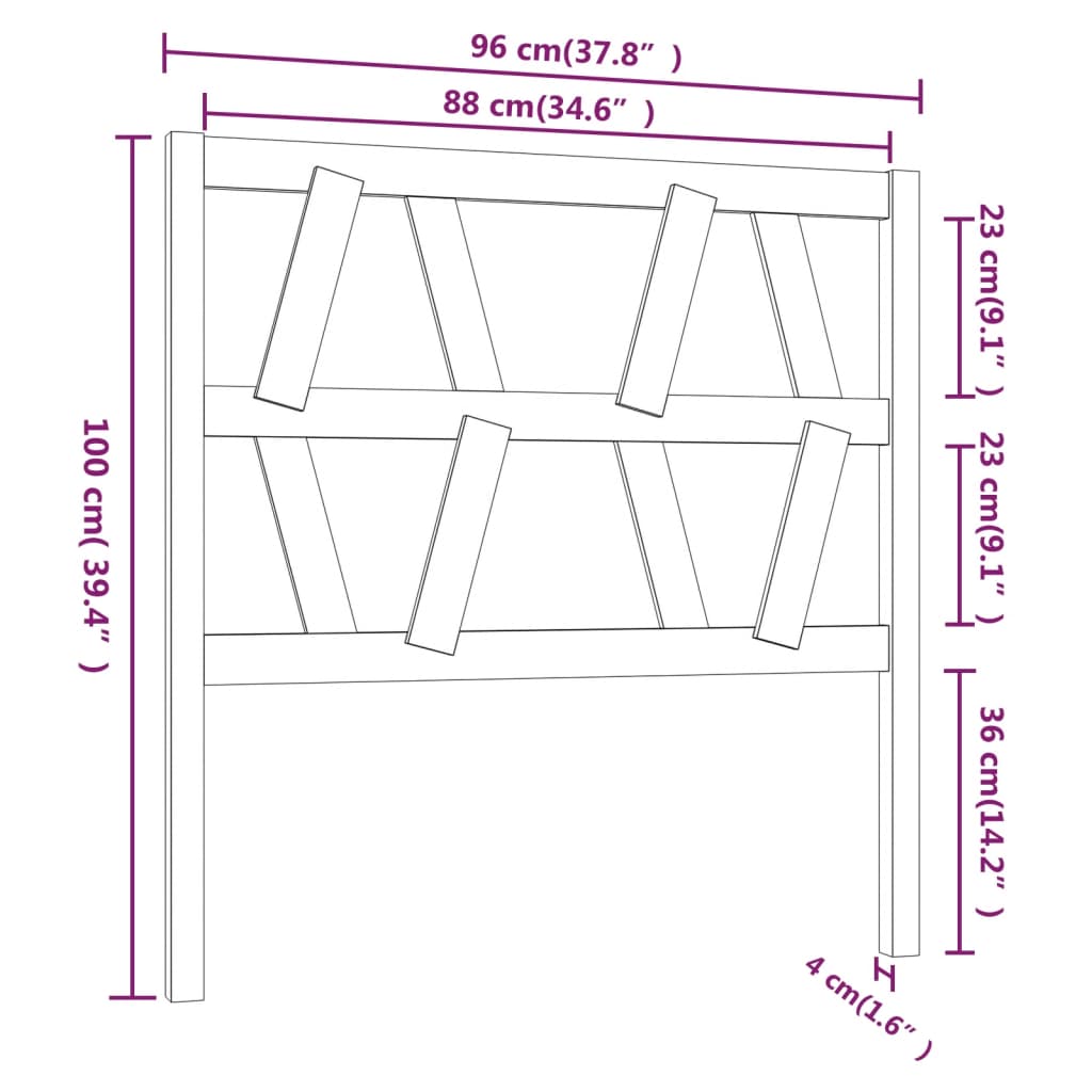 Cabeceira de cama 96x4x100 cm pinho maciço