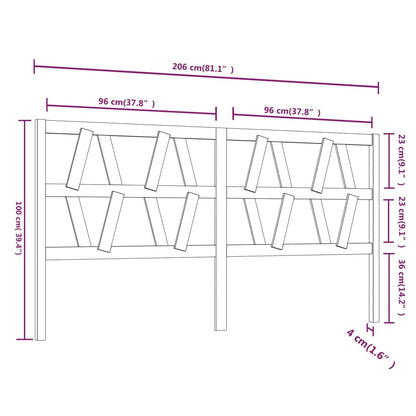 Cabeceira de cama 206x4x100 cm pinho maciço castanho mel