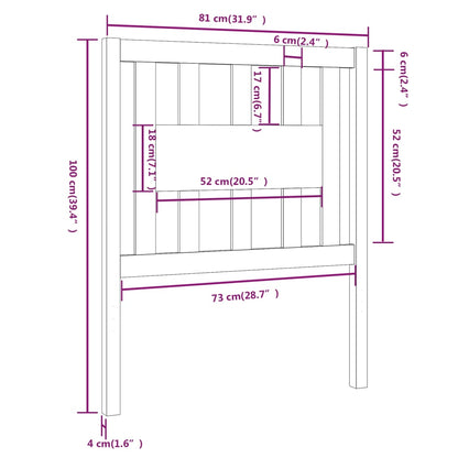 Cabeceira de cama 81x4x100 cm pinho maciço branco