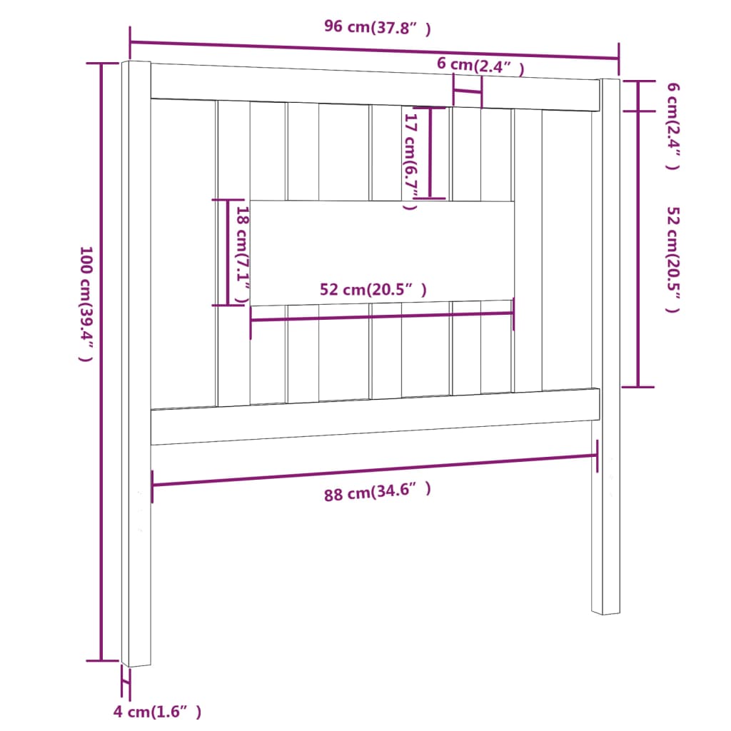 Cabeceira de cama 96x4x100 cm pinho maciço branco