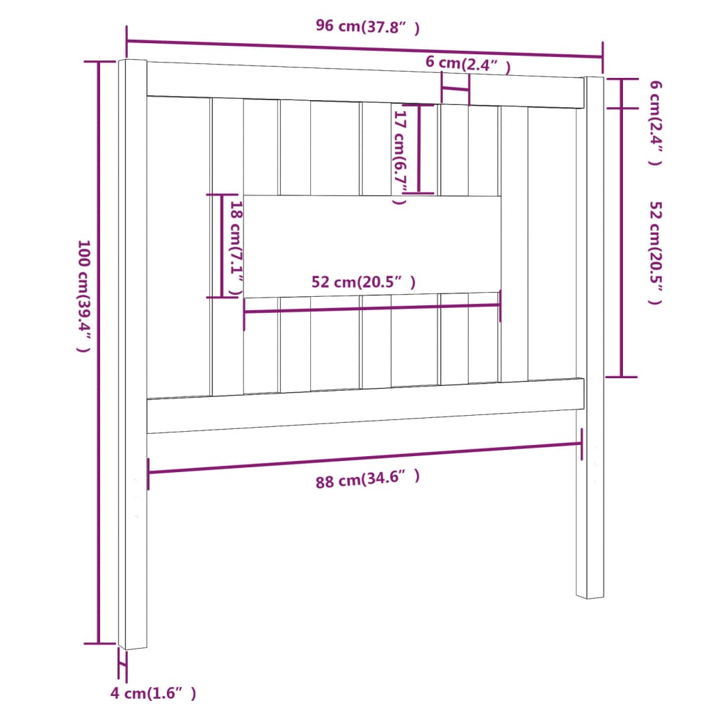 Cabeceira de cama 96x4x100 cm pinho maciço castanho mel