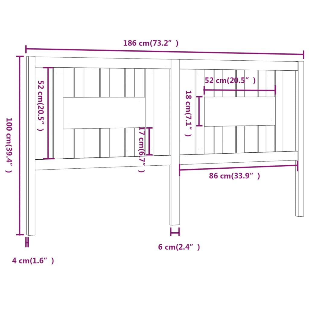 Cabeceira de cama 186x4x100 cm pinho maciço branco